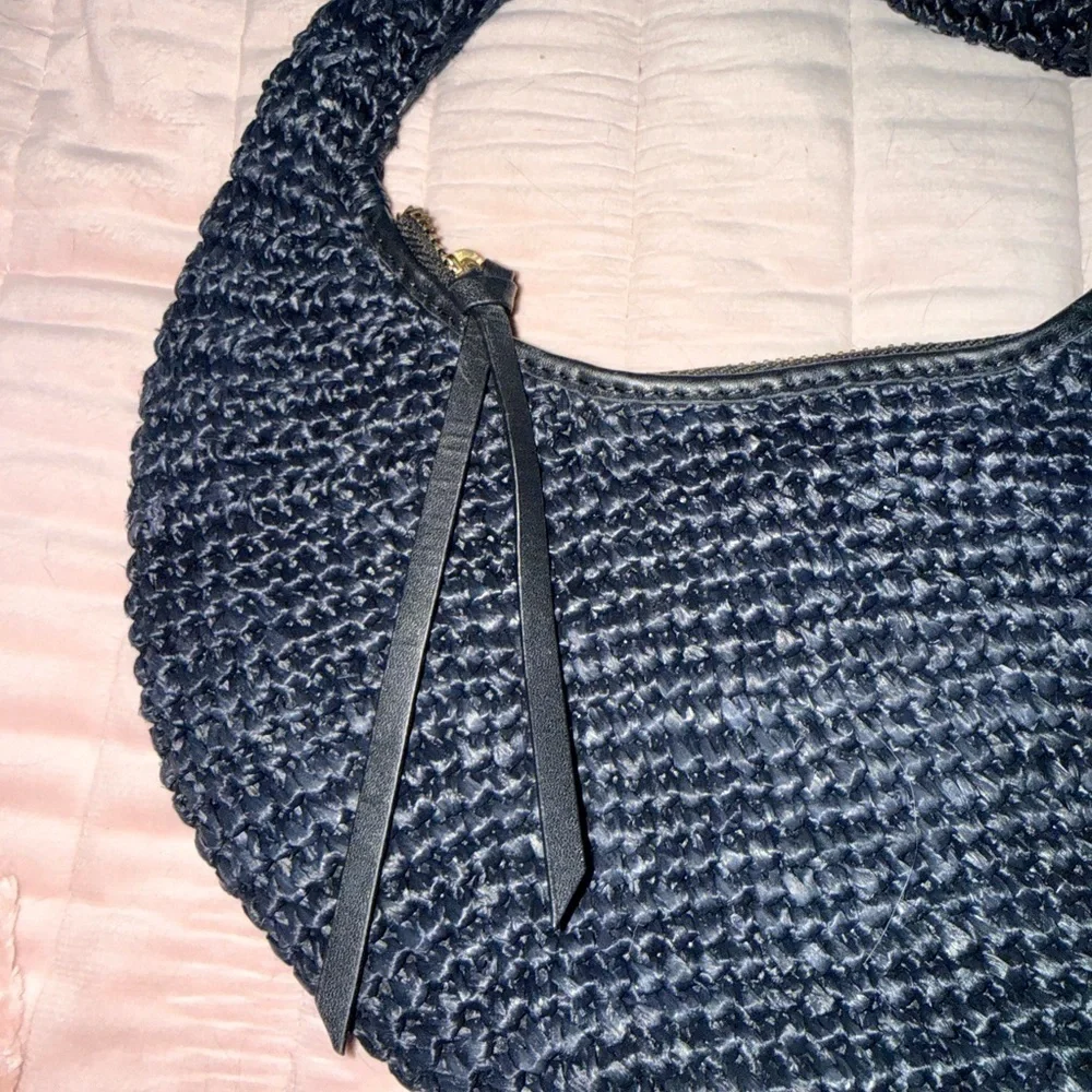 Josie poolside Black Woven Knot Handle Women's Bag